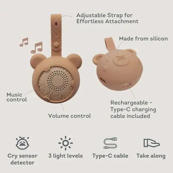Taf Toys Portable Sound Machine — soft toy design with cry sensor and stroller clip